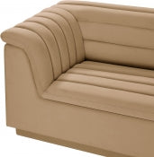 Cascade Camel Velvet Fabric Sofa