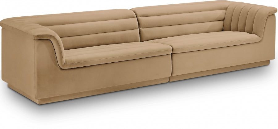 [HOT DEAL] Cascade Camel Velvet Fabric Sofa