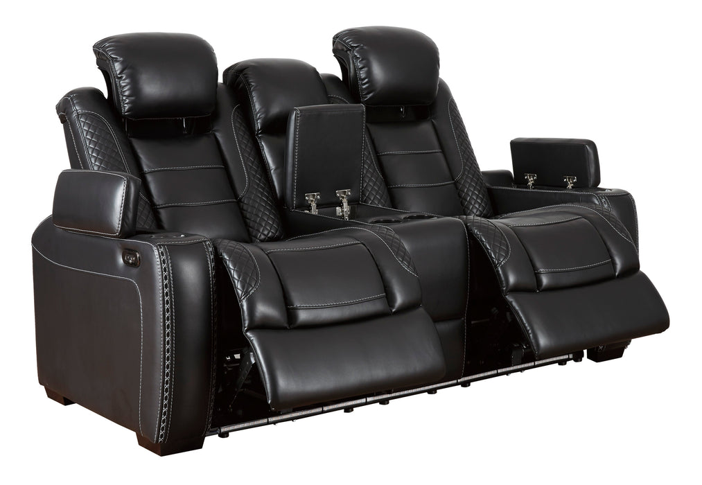 Party Time Midnight LED Power Reclining Living Room Set with Adjustable Headrest - Lara Furniture