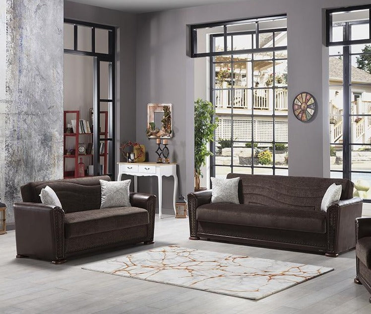 Alfa Redeyef Brown Living Room Sleeper Set