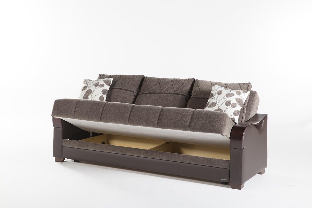 Bennett Sofa Sleeper Armoni Brown Vynil Living Room Sleeper Set