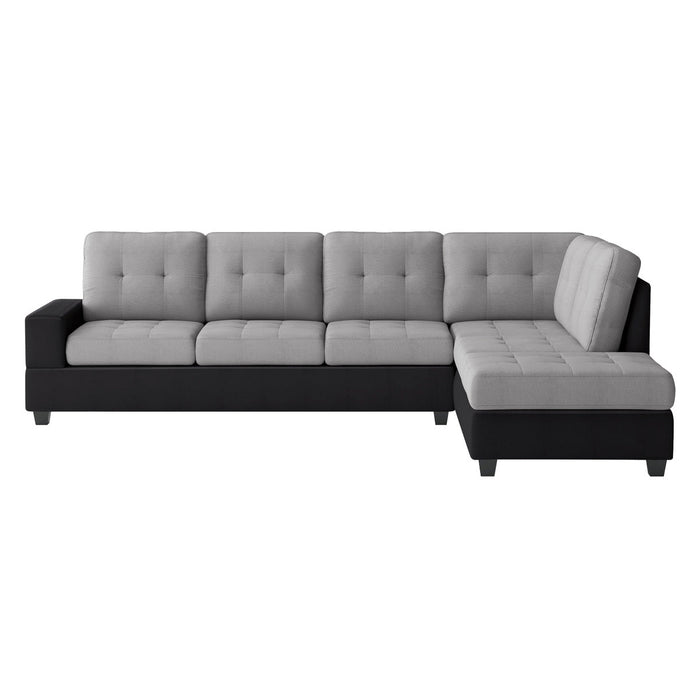 Heights Gray and Black Reverisble Sectional with Storage Ottoman