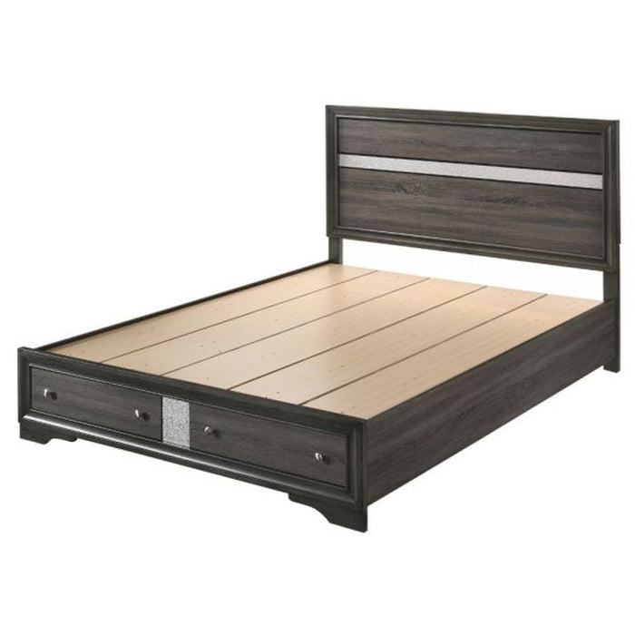 Lubna Gray Silver Storage Platform Bedroom Set