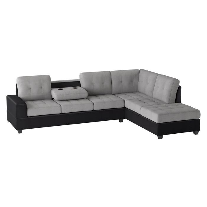 Heights Gray and Black Reverisble Sectional with Storage Ottoman