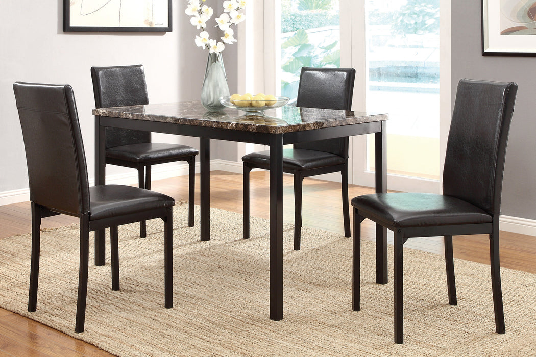 Tempe Brown/Black Marble-Top Dining Set