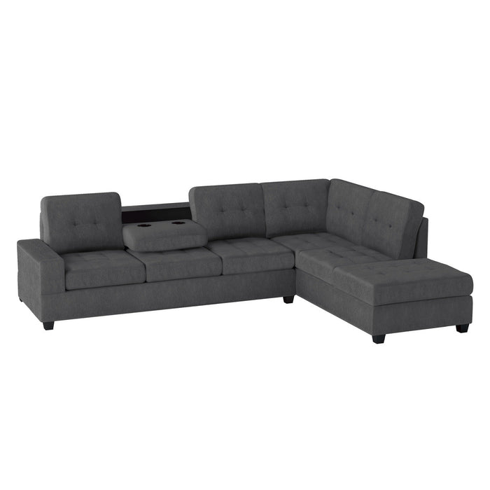 Heights Dark Gray Reverisble Sectional with Storage Ottoman