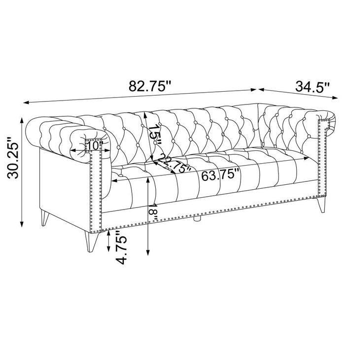 Bleker Tufted Tuxedo Arm Sofa Blue