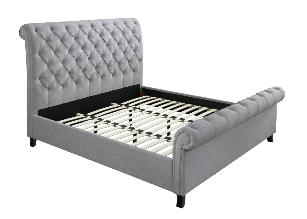 Kate Gray Queen Upholstered Sleigh Platform Bed - Lara Furniture