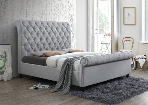 Kate Gray Queen Upholstered Sleigh Platform Bed - Lara Furniture