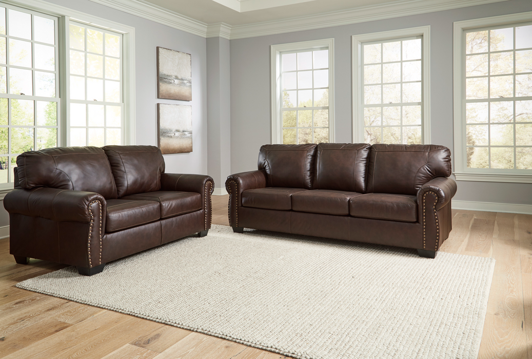 Colleton Dark Brown Leather Living Room Set