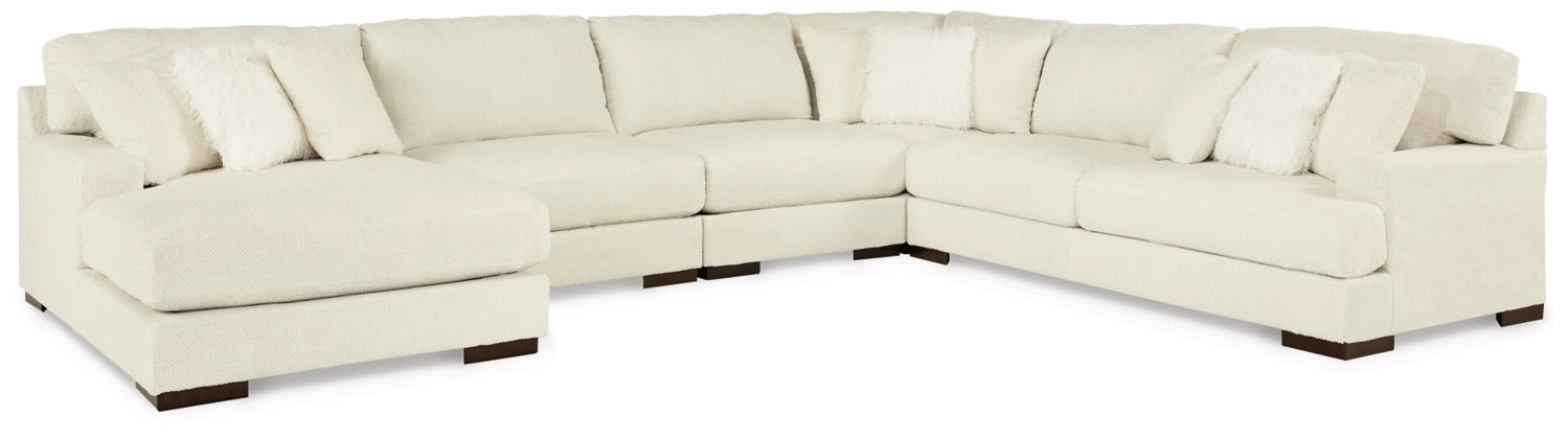 Zada Ivory 5-Piece LAF Sectional with Chaise