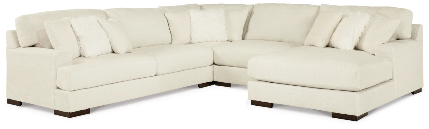 Zada Ivory 4-Piece RAF Sectional with Chaise