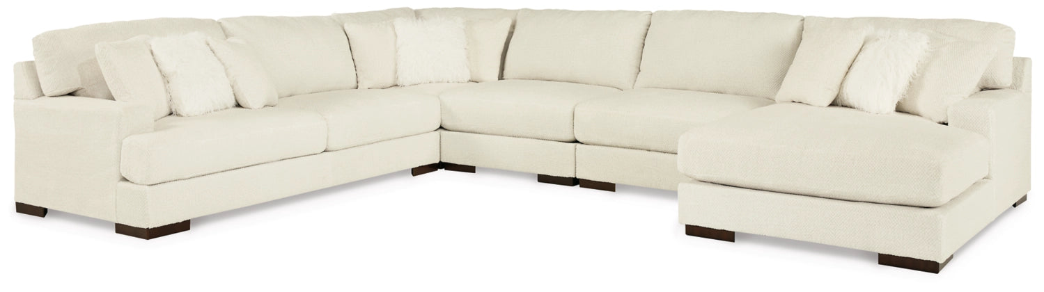 Zada Ivory 5-Piece RAF Sectional with Chaise