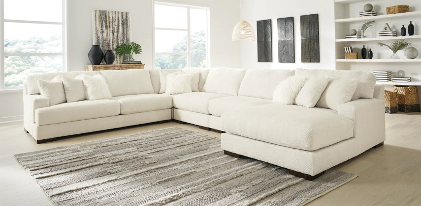 Zada Ivory 5-Piece RAF Sectional with Chaise