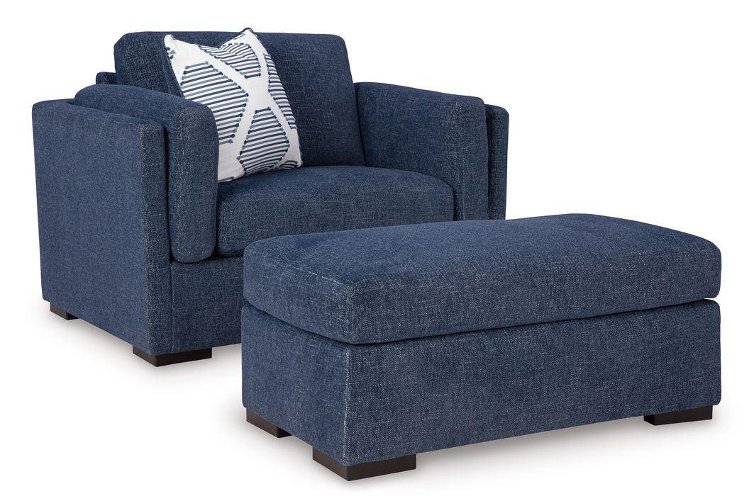 Evansley Navy Chair and Ottoman