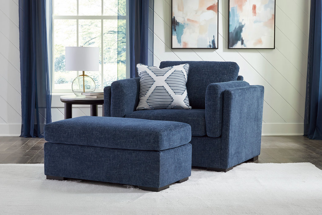 Evansley Navy Chair and Ottoman