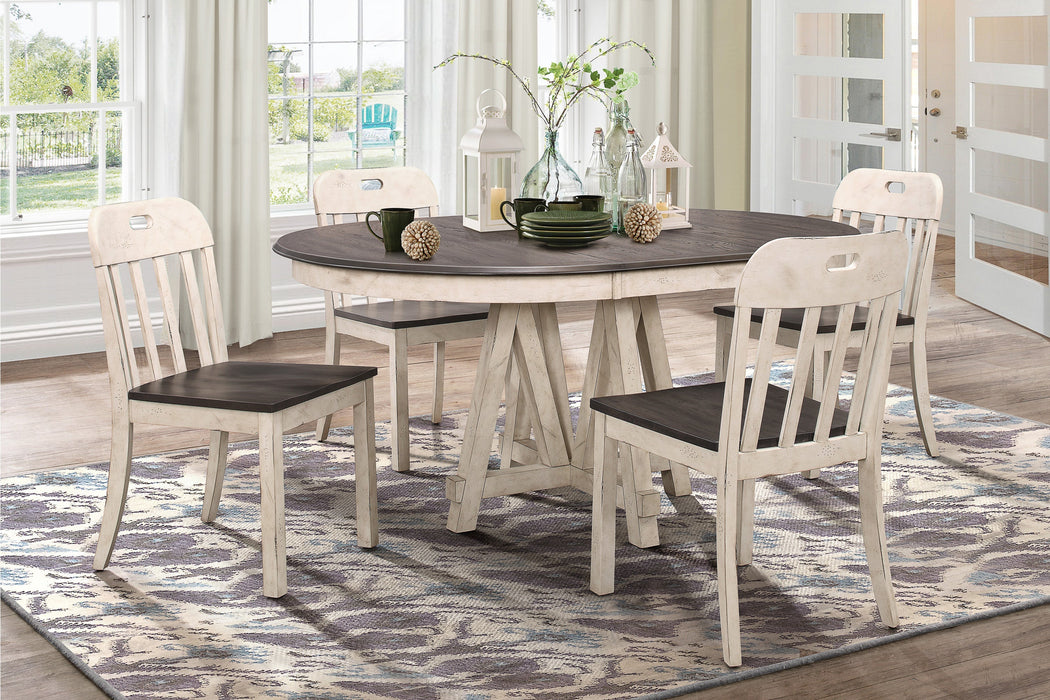 Clover White/Gray Round/Oval Extendable Dining Set