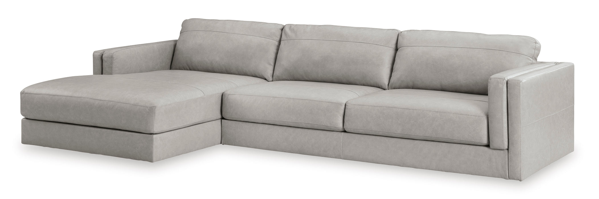 Amiata Glacier Leather 2-Piece RAF Chaise Sectional