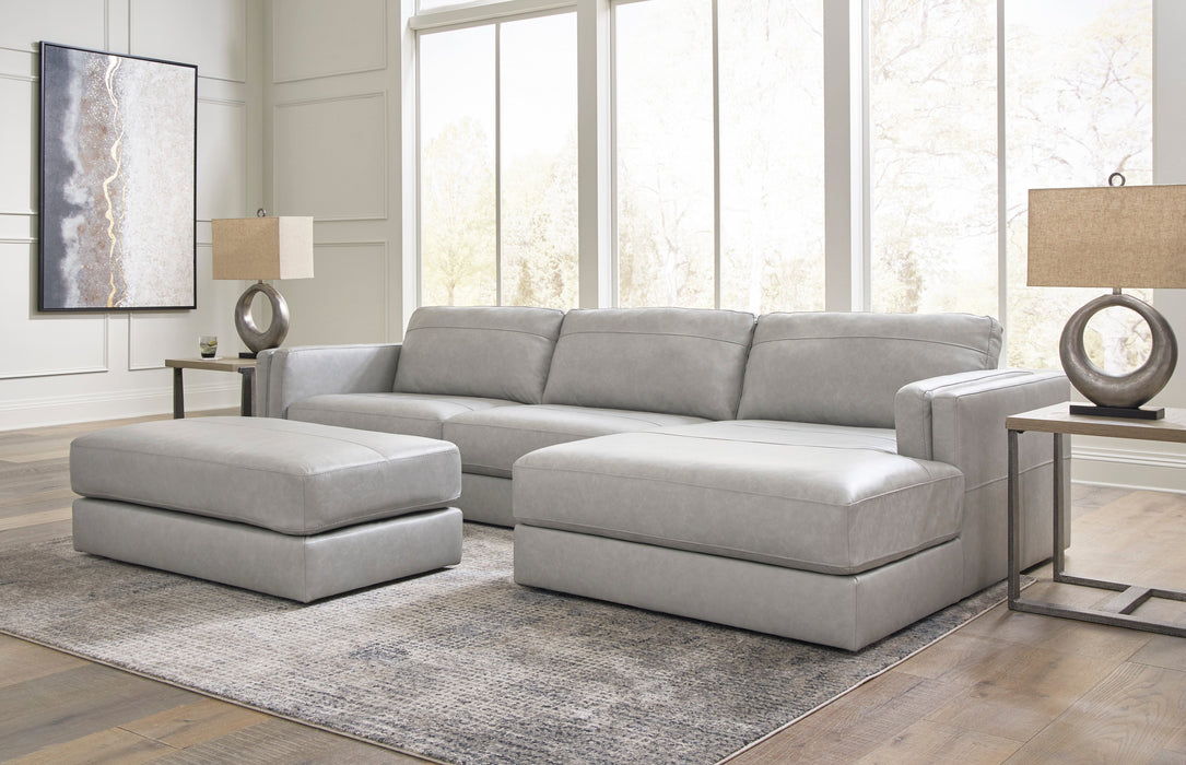 Amiata Glacier Leather 2-Piece RAF Sectional