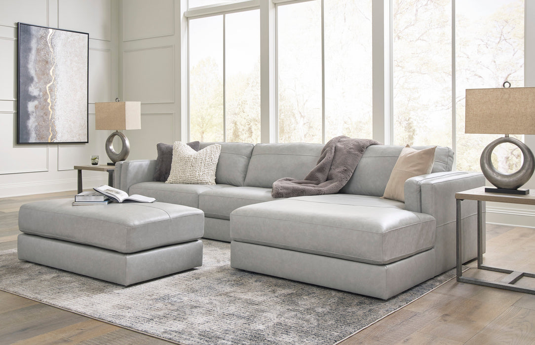 Amiata Glacier Leather 2-Piece RAF Sectional