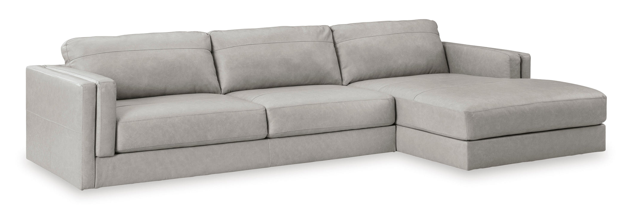 Amiata Glacier Leather 2-Piece RAF Sectional