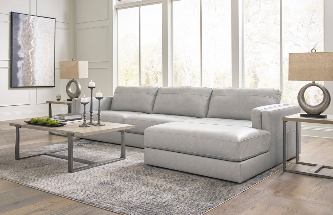 Amiata Glacier Leather 2-Piece RAF Sectional