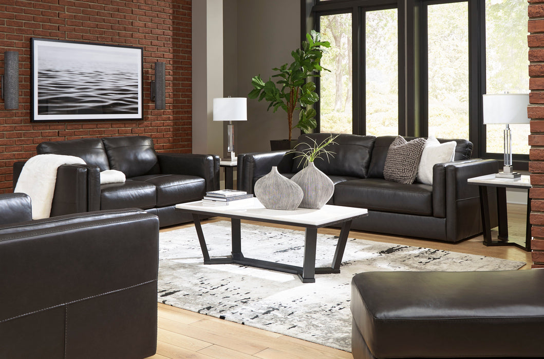 Amiata Onyx Leather Living Room Set