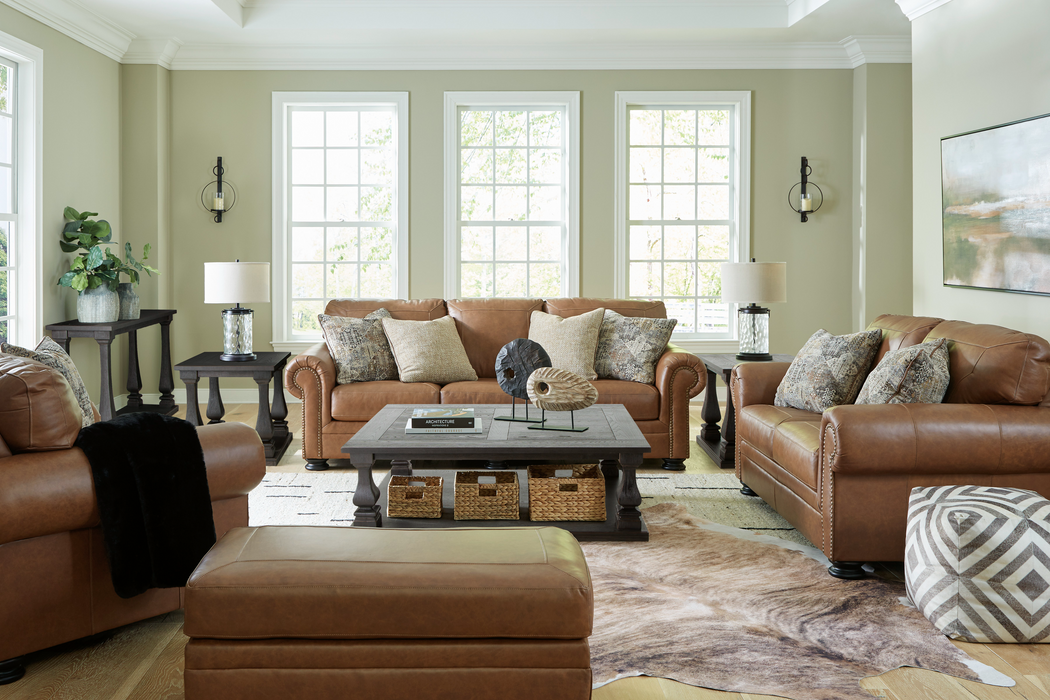 Carianna Caramel Leather Living Room Set