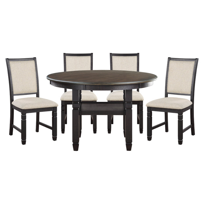 Asher Black/Brown Round 5-Piece Dining Room Set