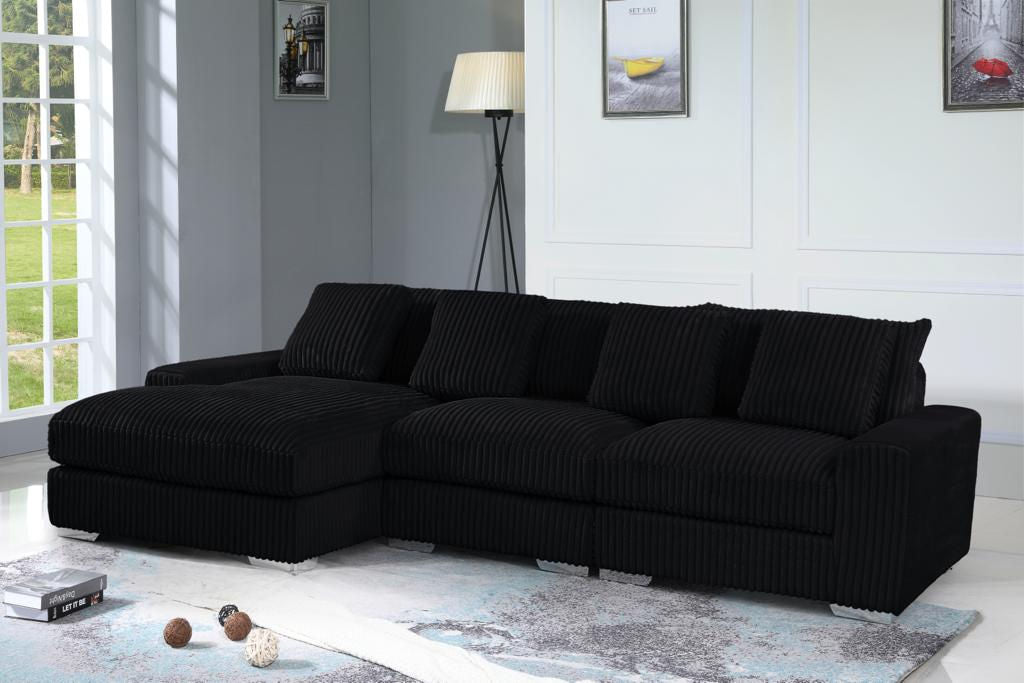 London Black 3 Piece Sectional  With Chaise