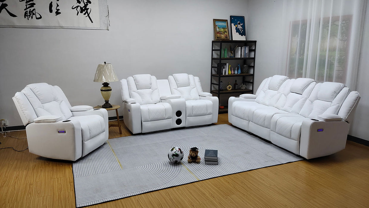Tampa White Power Reclining Living Room Set