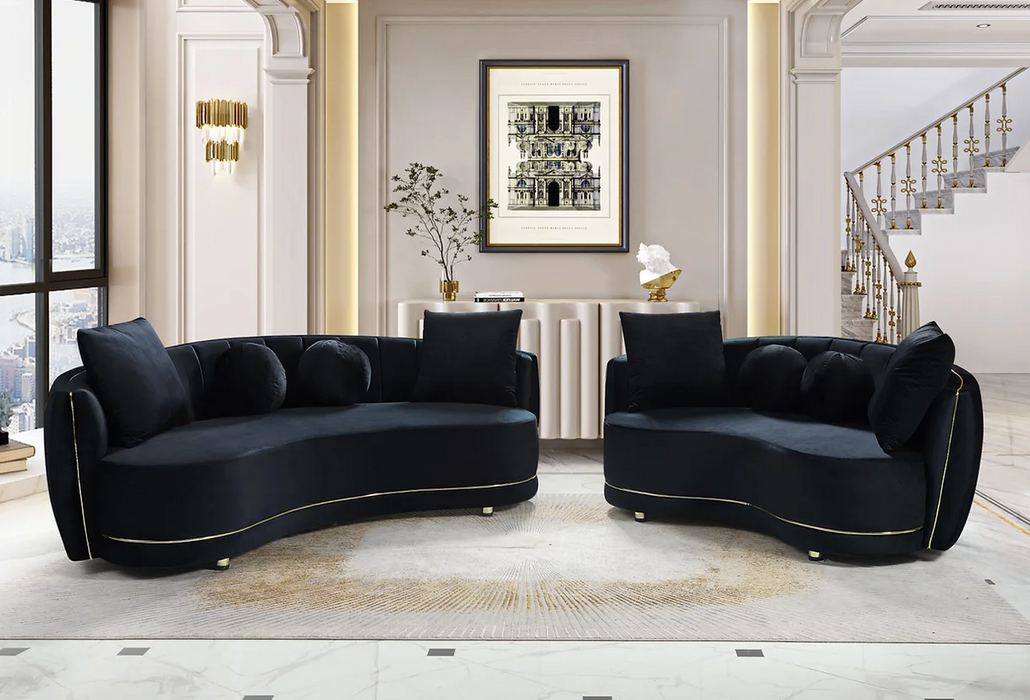 Madrid Black Living Room Set ( Sofa & Loveseat)