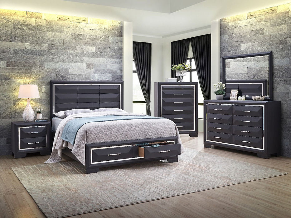 Zhuri Black Storage Platform Bedroom Set