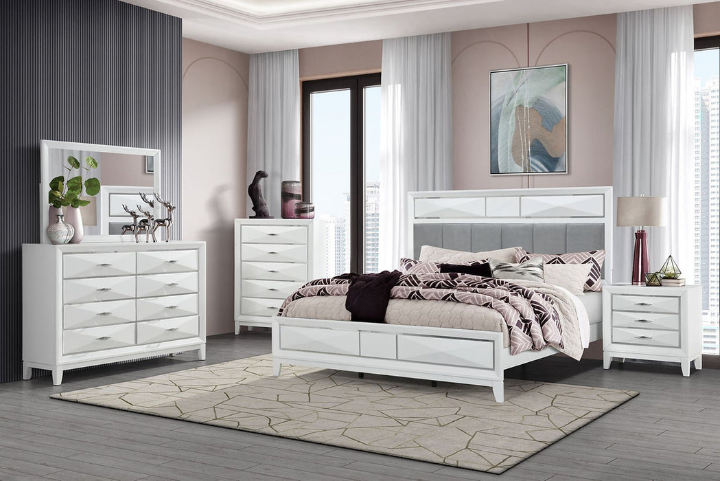 Jade White Panel Bedroom Set