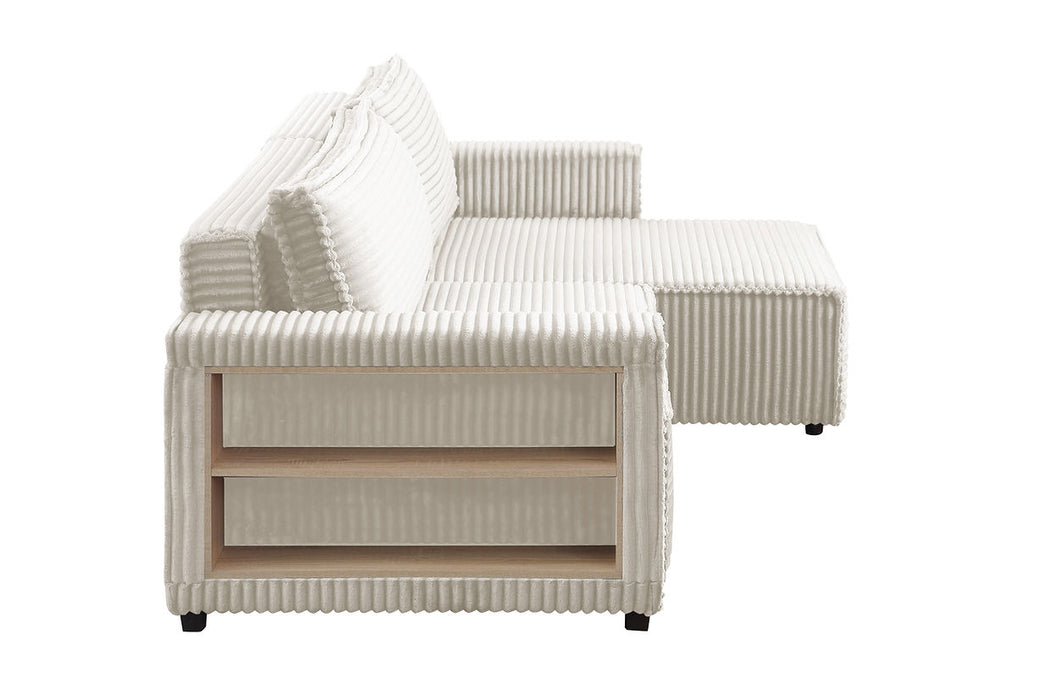 Bora Bora Cream Reversible Storage Sleeper Sectional