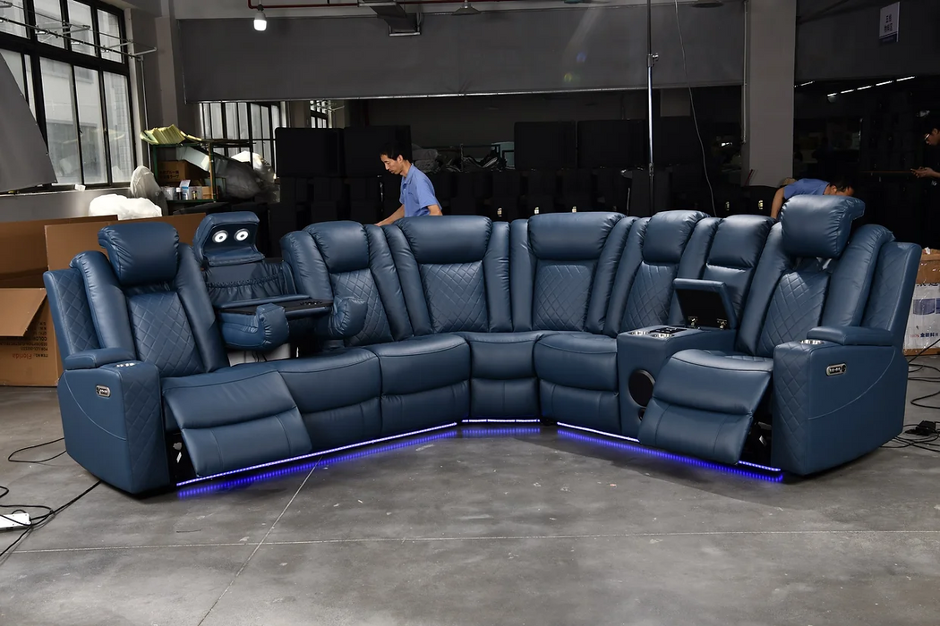 Daytona Blue 3 Piece Power Sectional