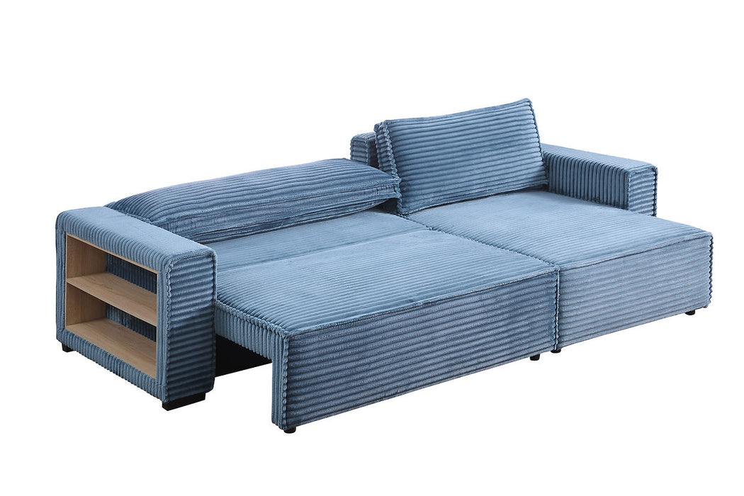 Bora Bora Blue Reversible Storage Sleeper Sectional