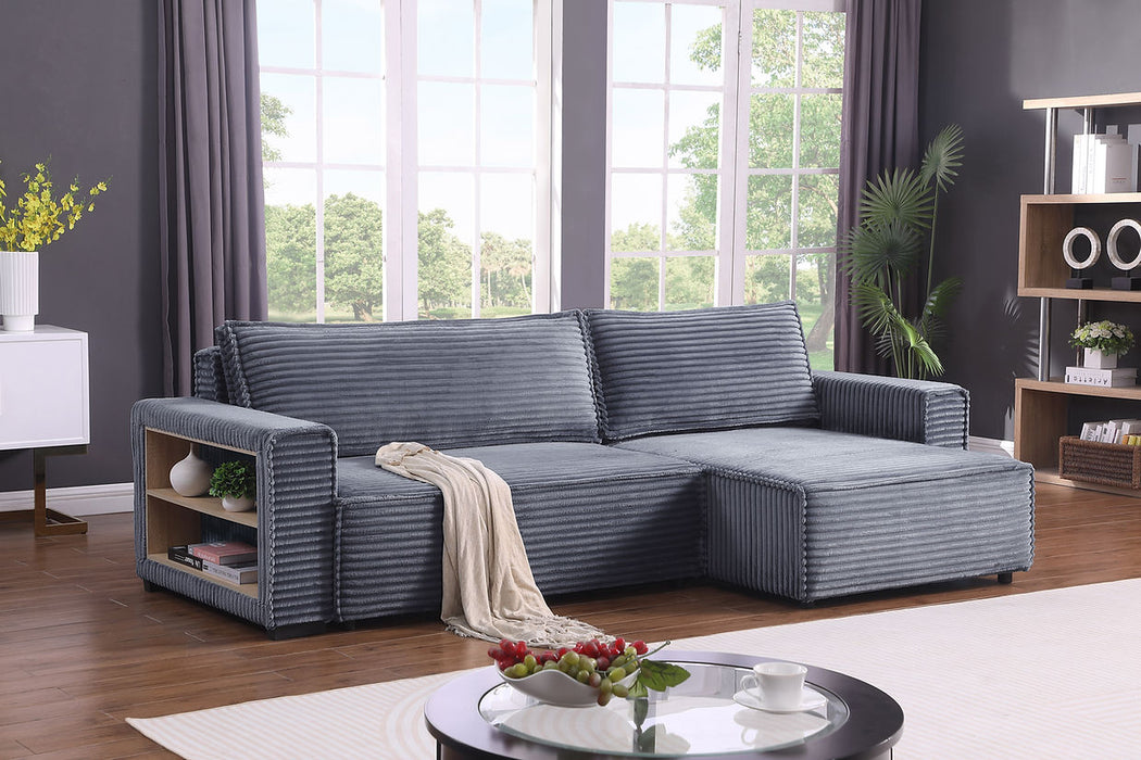 Bora Bora Gray Reversible Storage Sleeper Sectional