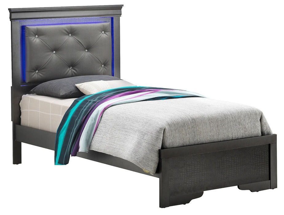 Nora Gray LED Panel Bedroom Set