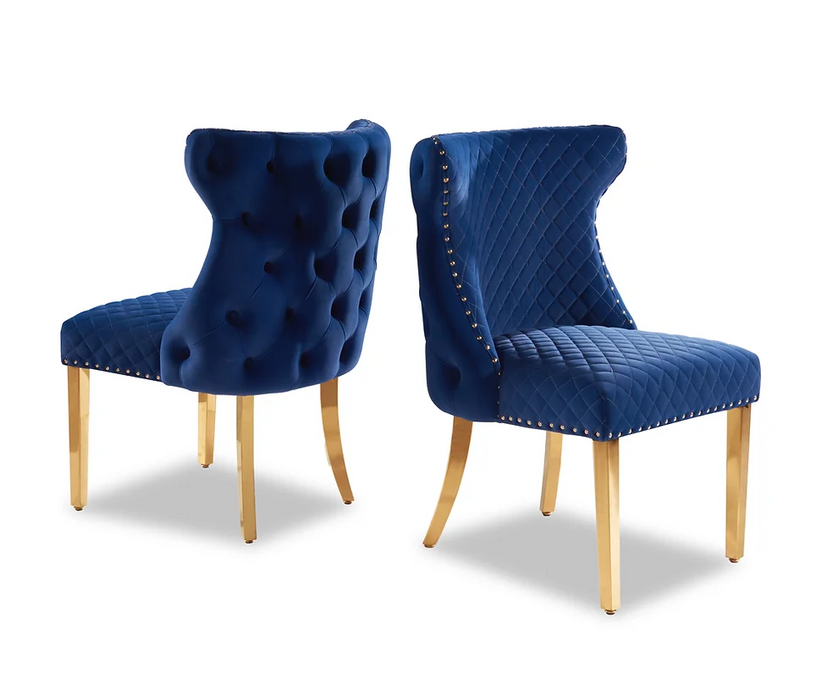 Stitch Blue & Gold Dining Chair ( Set of 2)