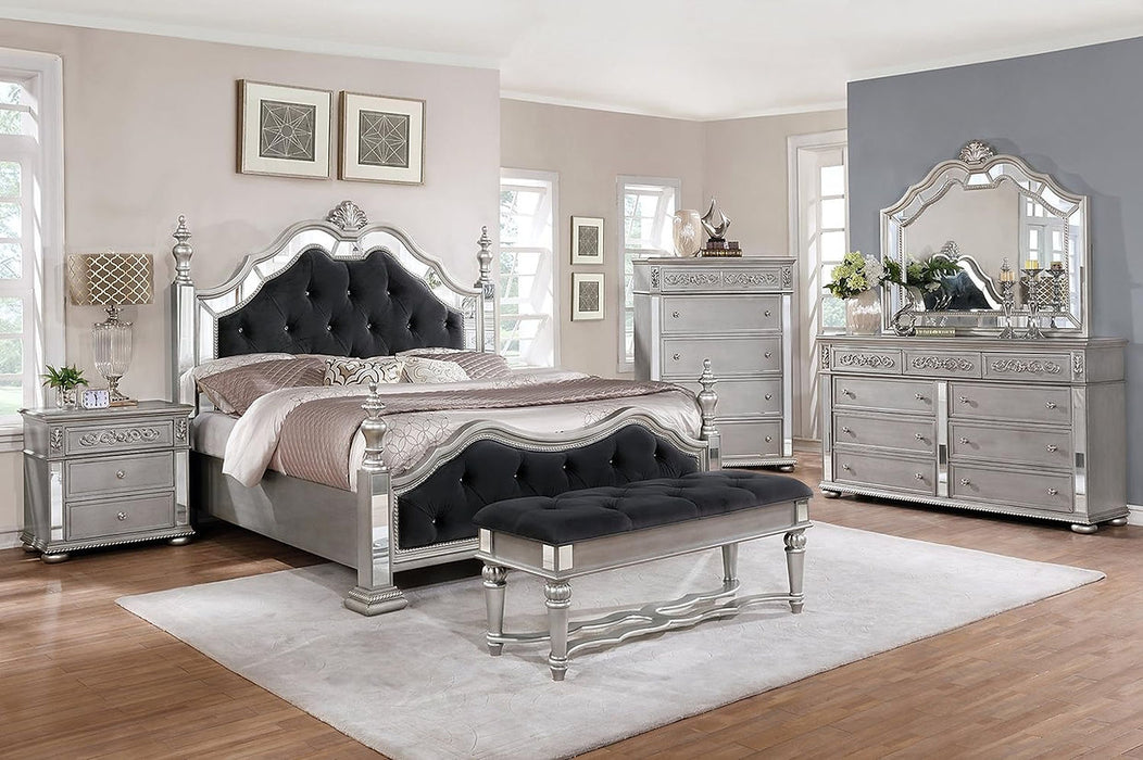 Brooke Silver Finish Antique Bedroom Set