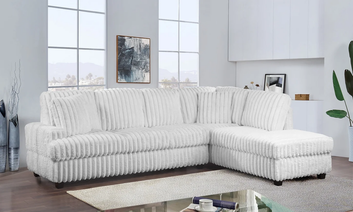 Lisbon White 2-Piece Sectional Reversible Chaise