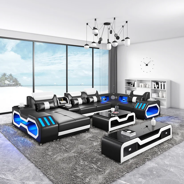 Nevada Black & White 8 Piece Sectional