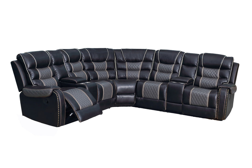 Sarasota Black 4-Pc Manual  Reclining Sectional