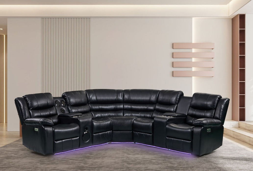 Bronx Black 3 Piece Power Recliner Sectional