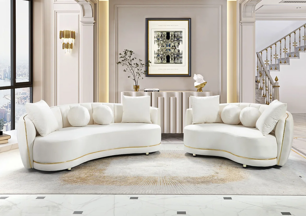 Madrid Cream Living Room Set  ( Sofa & Loveseat)