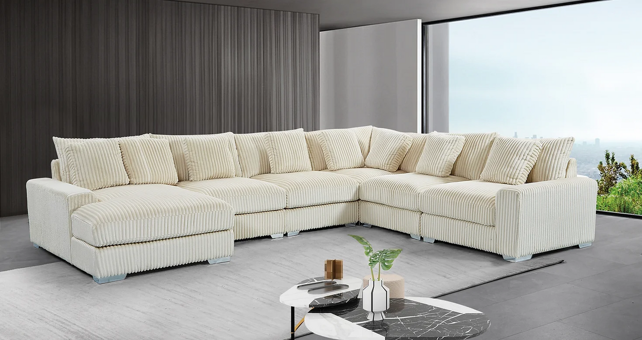 London Cream 6 Piece Sectional With Chaise