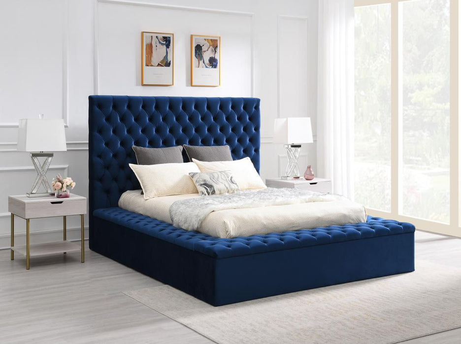 Bliss Blue Velvet King Storage Platform Bed