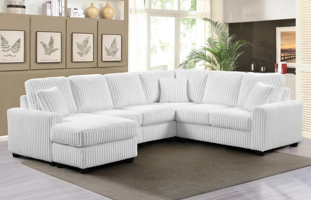 Lyon White 3-Piece LAF Sectional Chaise