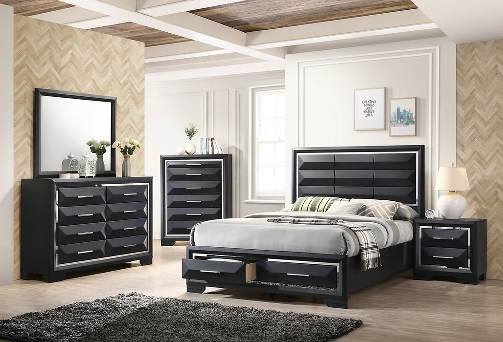 Zhuri Black Storage Platform Bedroom Set